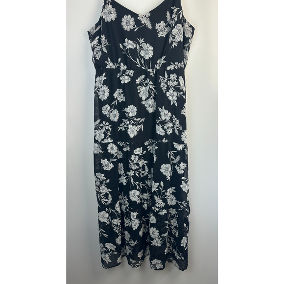 J.Crew Mercantile Floral Tiered Maxi Dress Chiffon J4263 Black & White Size 14 - Picture 4 of 15